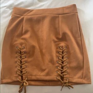 Suede lace up mini skirt